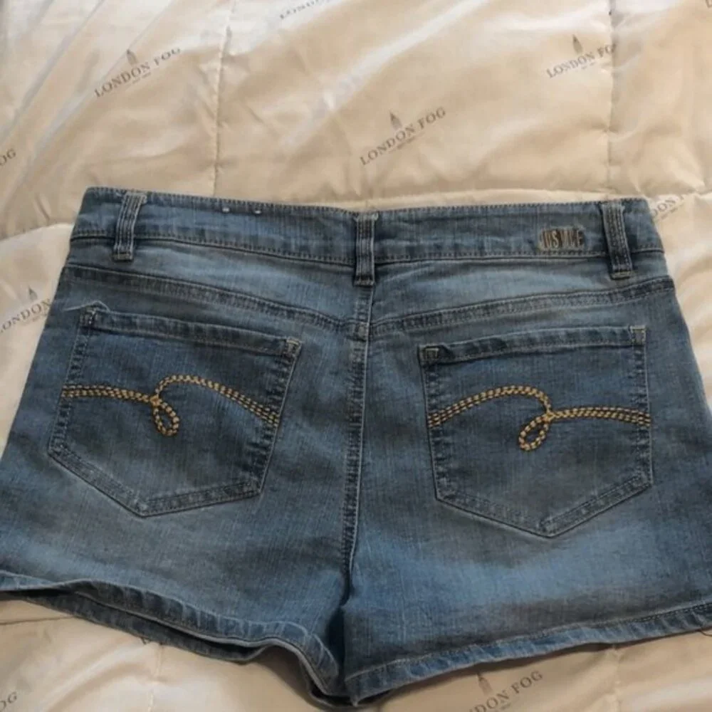Justice jean shorts distressed and bedazzled size 14plus